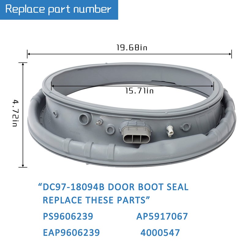 GREALTH حشية مانعة للتسرب لباب غسالة الملابس DC97-18094B، متوافقة مع موديلات سامسونج WF42H5000AW/A2-00 و WF42H5200AP/A2-00 و WF42H5200AW/A2-00 و WF42H5200AF/A2-00 - Image 3